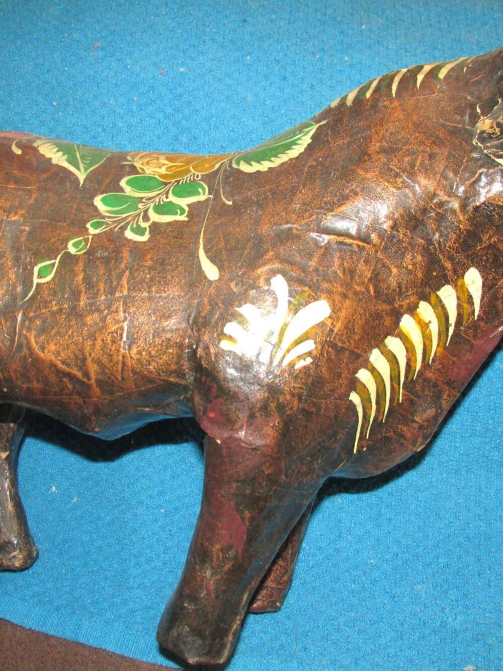 Paper Mache Bull Floral Design